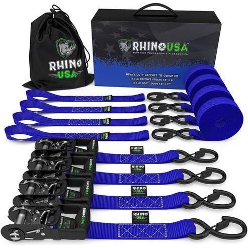 1.6" x 15' Heavy Duty Ratchet Tie-Down Set (4-Pack)