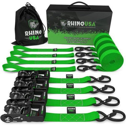 1.6" x 15' Heavy Duty Ratchet Tie-Down Set (4-Pack)