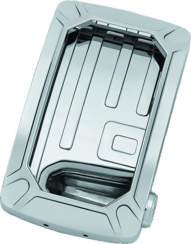 Kuryakyn Nova Curved Vertical Mount Side License Plate Holder with Chrome Finish