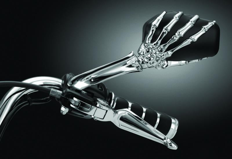 Kuryakyn Skeleton Hand Mirrors Chrome/Black – Unique Powersports Mirror Accessory