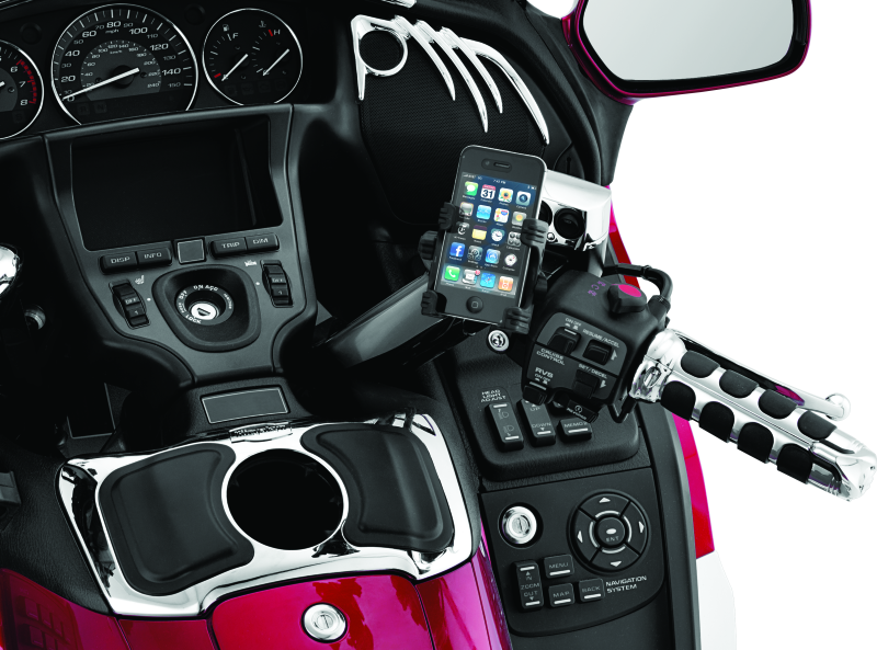 Kuryakyn Tech Connect Perch Mount Black Standard – Powersports Device Mount with Chrome Option