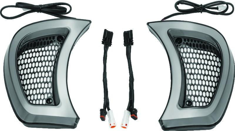 Kuryakyn Tracer Headlight Vent Accents for Road Glide – Enhanced LED Surface Area with Dual-Function Switchback Lights