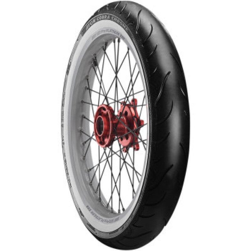 Avon Cobra Chrome AV91 Front Tire - 120/70-21 68V Cruiser/Touring with White Sidewall and Cobra Design