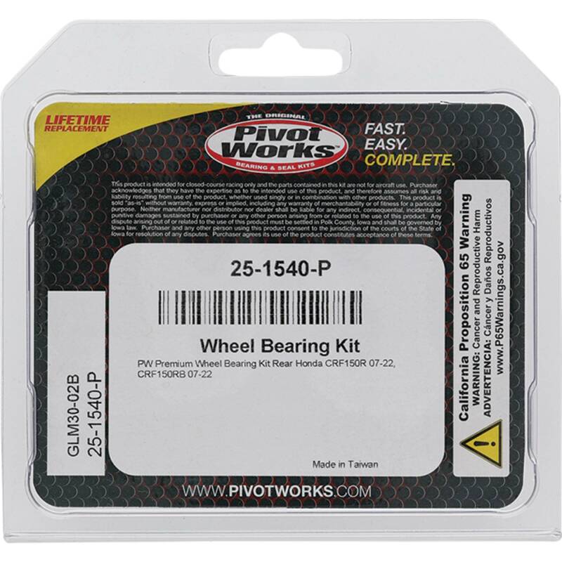 Pivot Works Premium Wheel Bearing Kit for Honda CRF150R 2007-2018