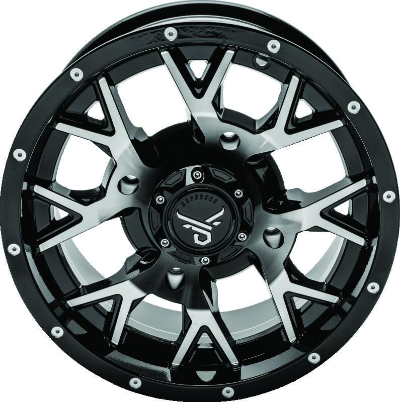 QuadBoss Barbwire 14x7 Wheel - 4+3 Offset, 4x156 Bolt Pattern, Machined Finish