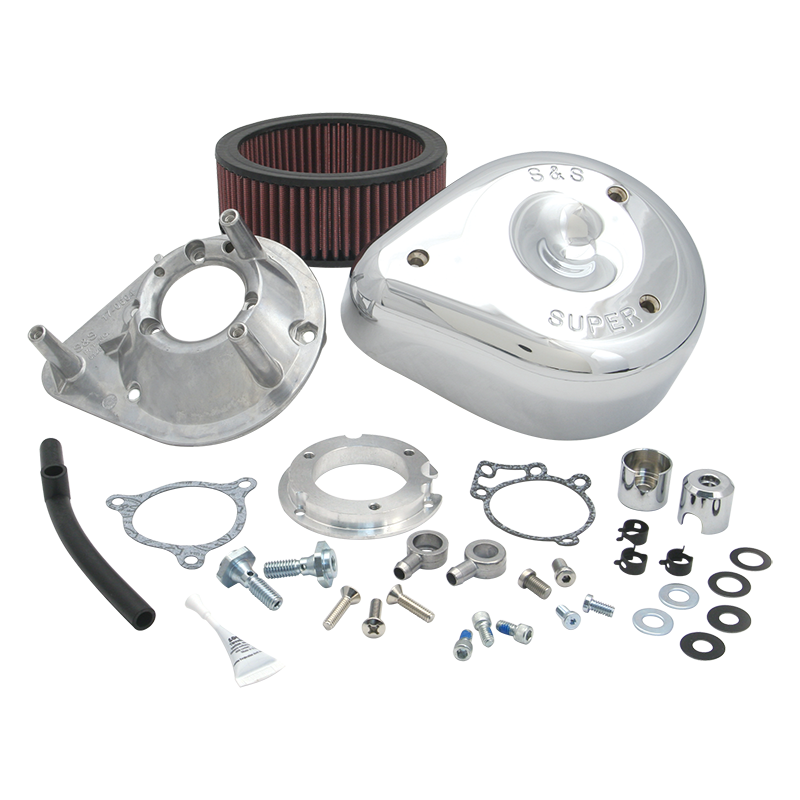 S&S Cycle 106-2091 High Flow Teardrop Air Cleaner Kit for Harley Davidson Tri-Glide and CVO Models - Chrome