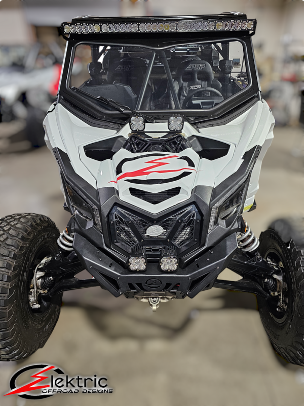 Elektric Offroad 2017+ Can-Am Maverick X3 Front Shock Mount Brace with Light Mount - Black
