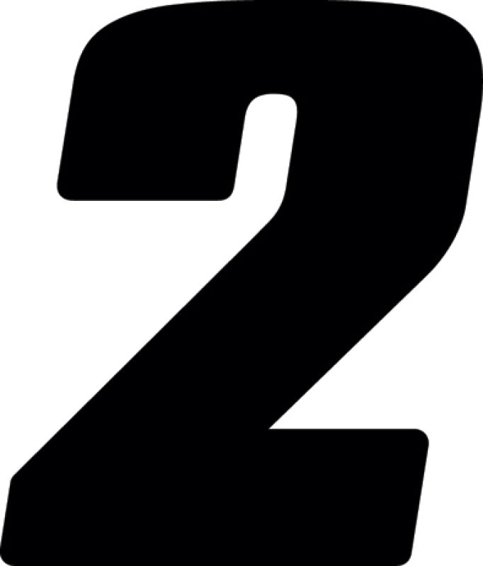 Hardline Dirt Digits 3-Pack 4-Inch High Gloss Number 2 - Black for Motocross and Powersports