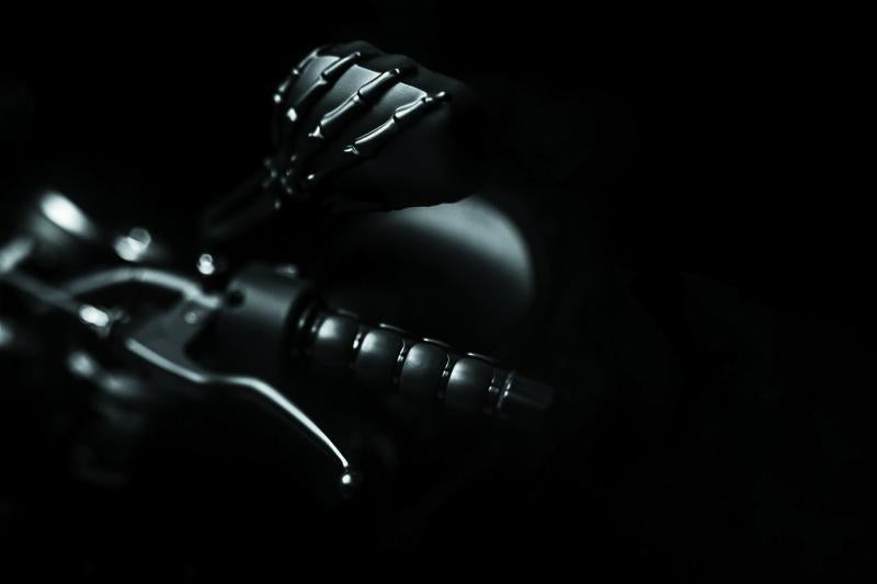 Kuryakyn Skeleton Hand Mirrors Black/Black – Realistic Creepy Skeleton Hand Design for Powersports Vehicles