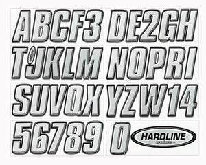 Hardline Boat Lettering Registration Kit 3 inches - 800 Silver/Black