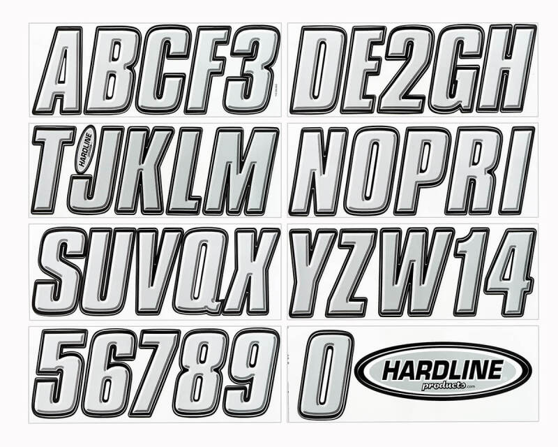 Hardline Boat Lettering Registration Kit 3 inches - 800 Silver/Black