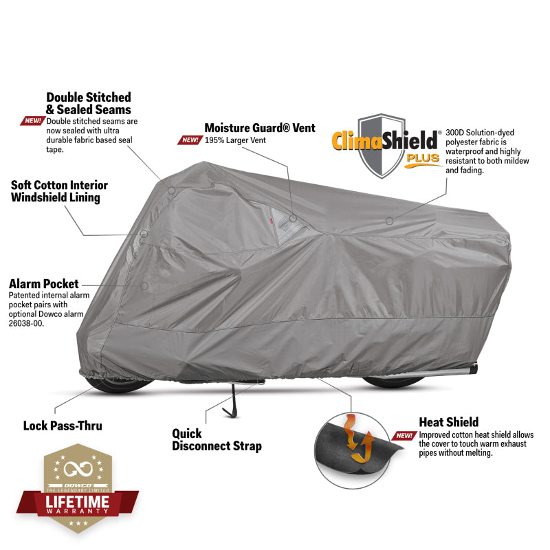Dowco WeatherAll Plus Motorcycle Cover Gray 2XL – Heavy-Duty Weather Protection for Motorcycles