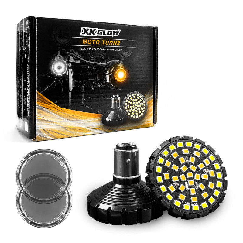 XKGLOW XK1157B-WA-S Motorcycle Front LED Turn Signal Kit with Smoked Lenses