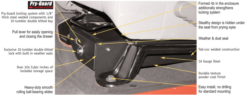 Tuffy Products Jeep Wrangler Underseat Drawer with Key Lock – Fits 2007-2015 Models