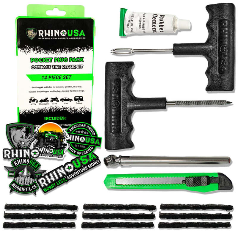 Rhino USA 14-Piece Compact Tire Repair Plug Kit RNO-PLUG-PACK for Tubeless Tires