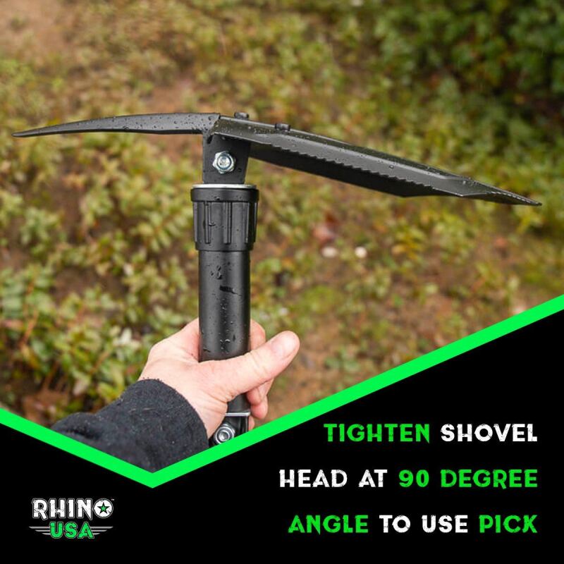 Rhino USA Folding Recovery Shovel with Pick - RNO-ETOOL for Off-Road and Powersports Use