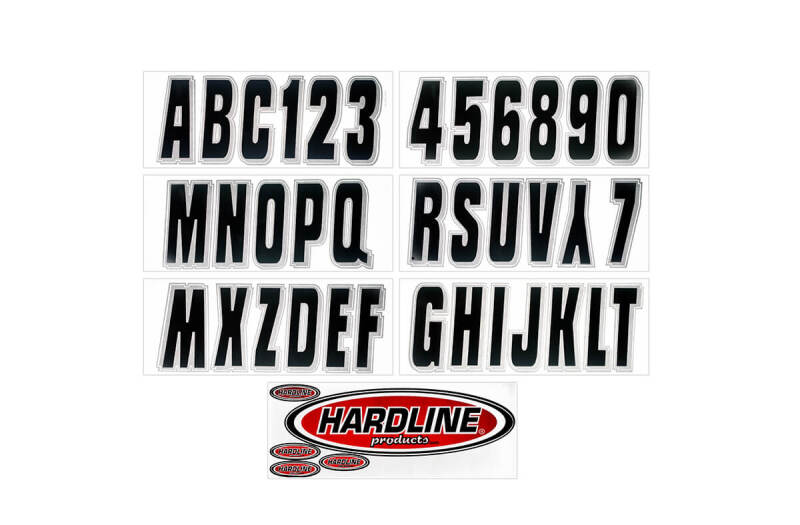 Hardline Boat Lettering Registration Kit 3 in. - Black/Silver for Marine Vehicles