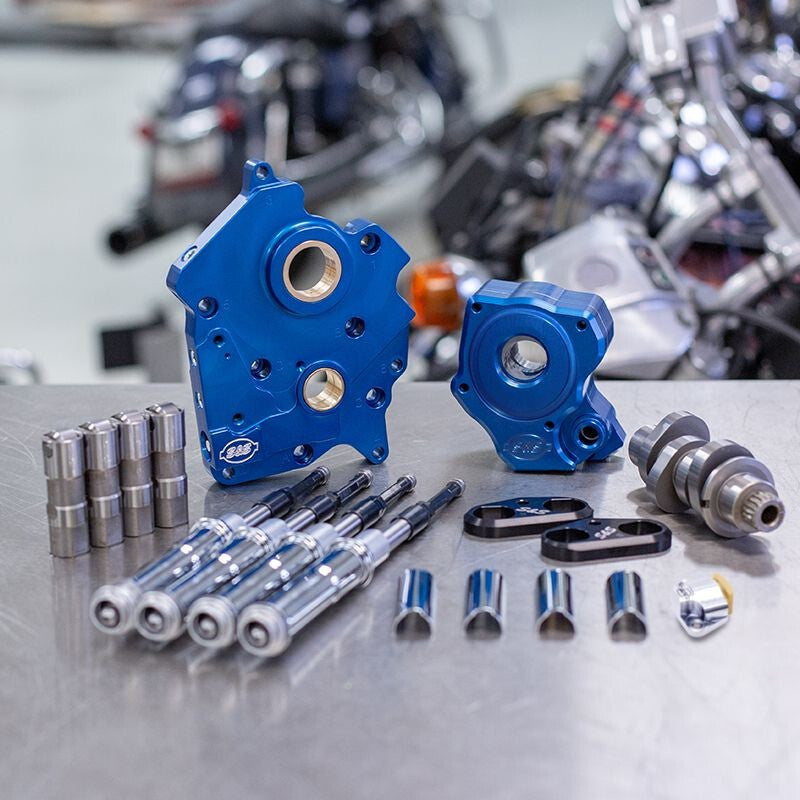 S&S Cycle 310-1004C Oil Cooled M8 Models Cam Chain Chest Kit with Chrome Pushrod Tubes