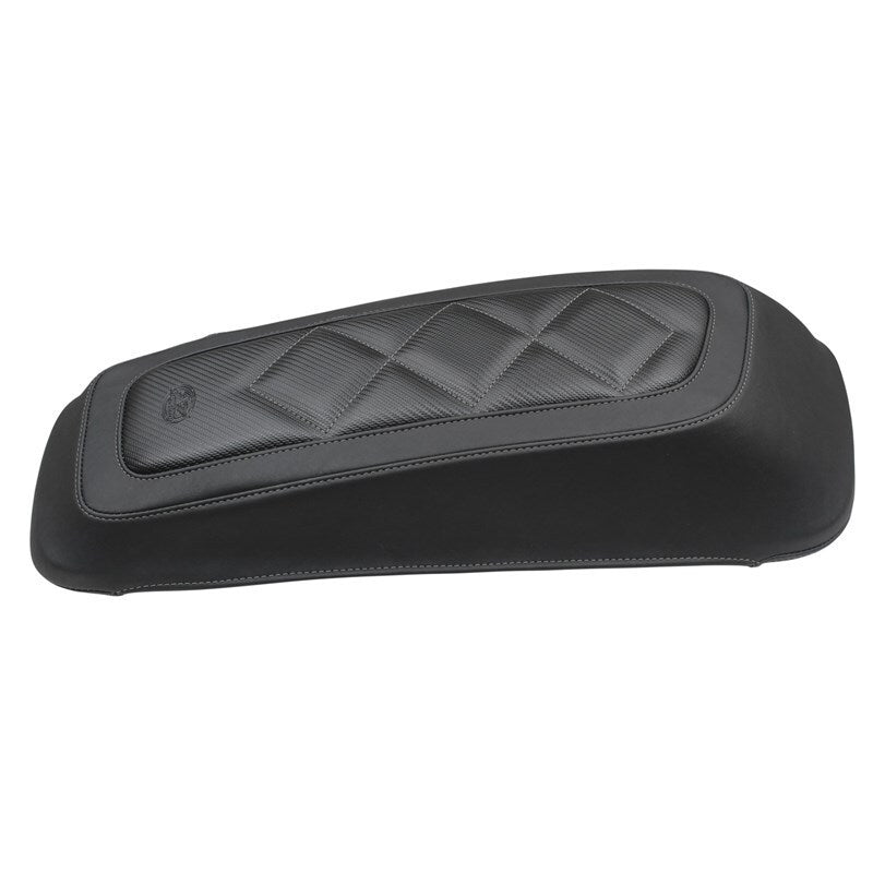 Mustang Motorcycle Harley FL Touring Saddlebag Lid Covers with Diamond Stitch in Black
