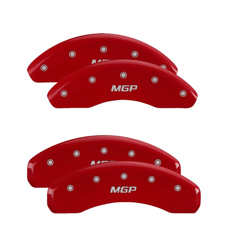 MGP 4 Caliper Covers for Toyota Prius 2023-2025 with Red Powder Coat Finish and Silver Engraving