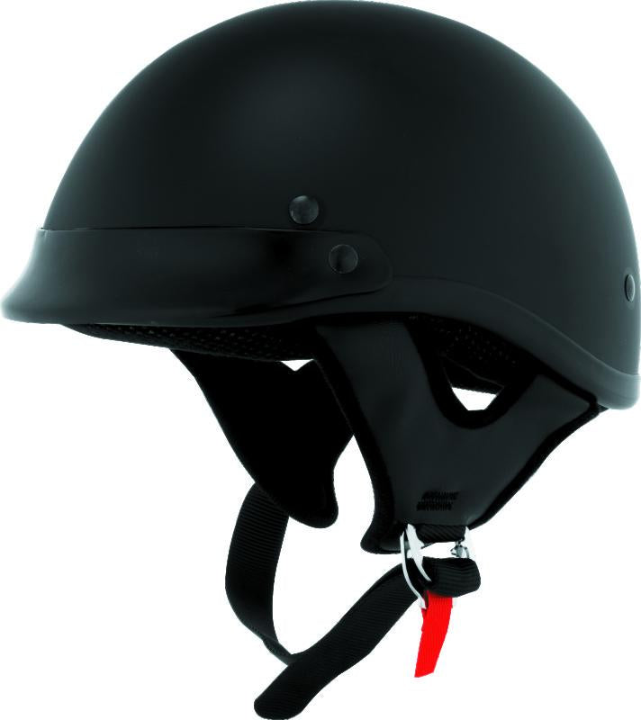 Bikers Choice Skid Lids Traditional Helmet Flat Black 2XL with Visor and D-Ring Retention