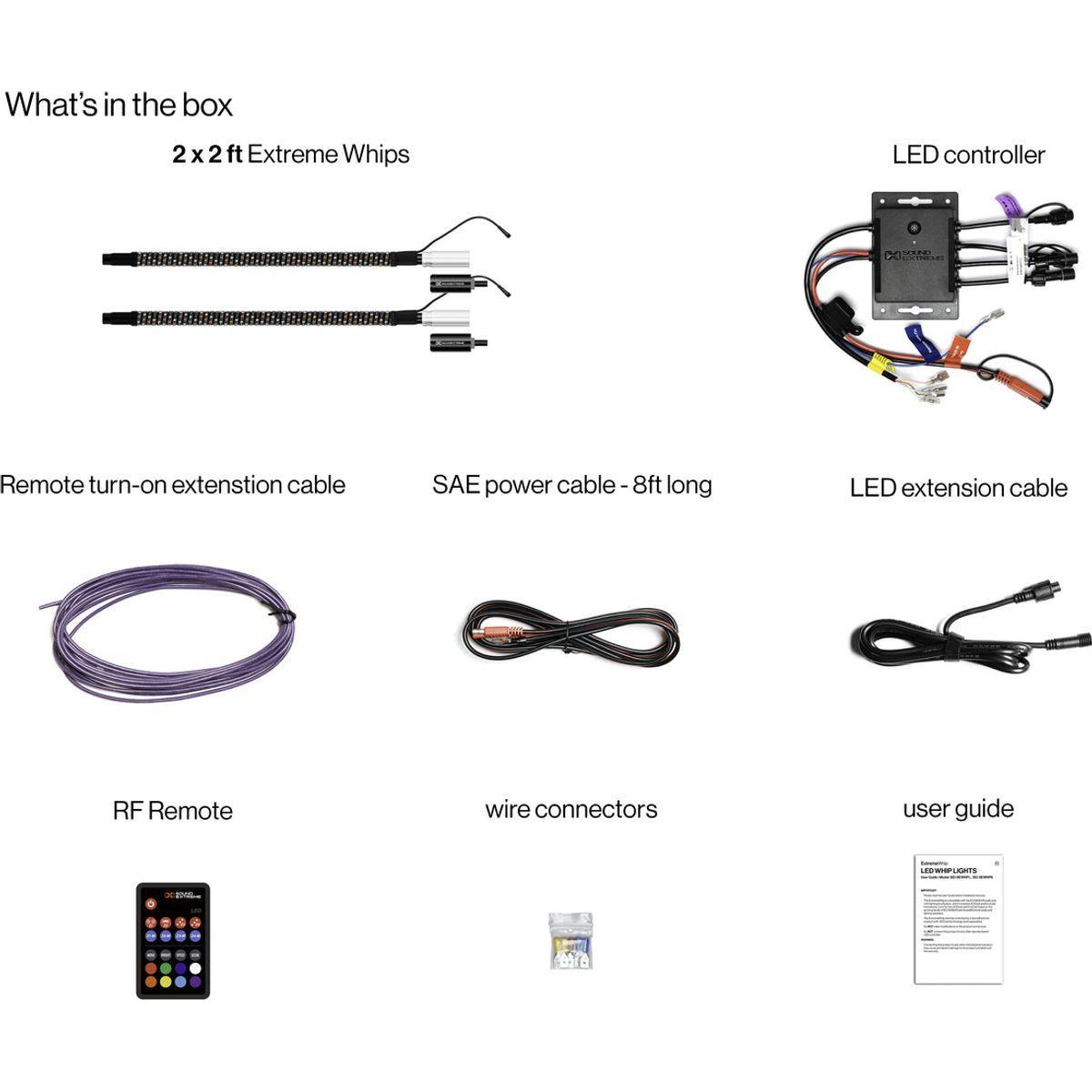Extreme 2 FT Whips (Pair) + Controller