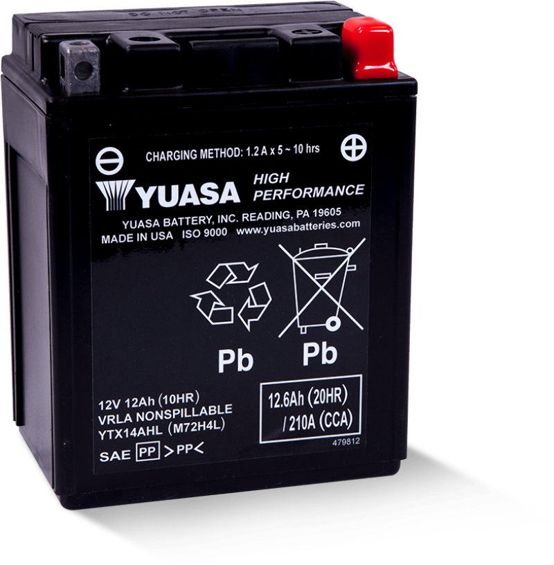 Yuasa YTX14AHL Maintenance Free AGM 12-Volt Powersports Battery