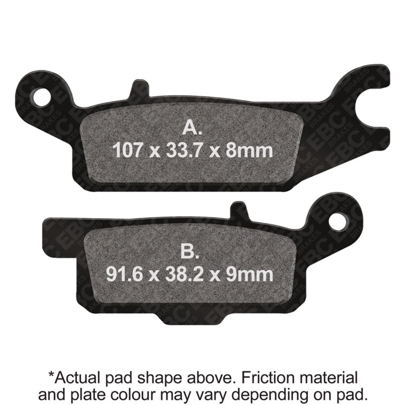 EBC Powersports SV Series Rear Left Brake Pads for Yamaha YFM 550 Grizzly FI 4WD (Part No. FA445SV)