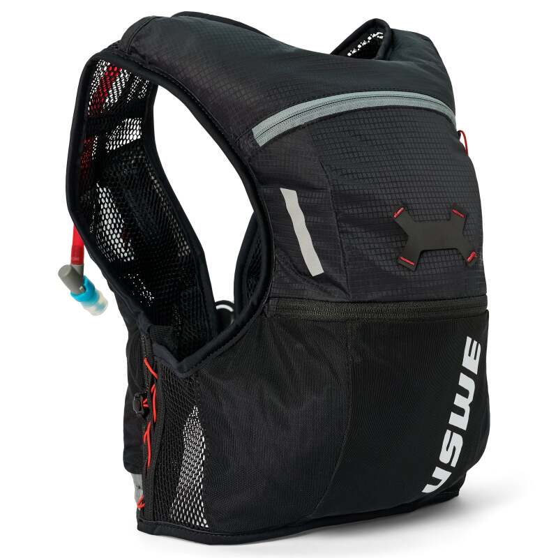 USWE Rush Bike Hydration Vest 8L Black/Grey Medium – High-Performance Mountain and Gravel Bike Vest with Quick-Access Pockets and Hydration System