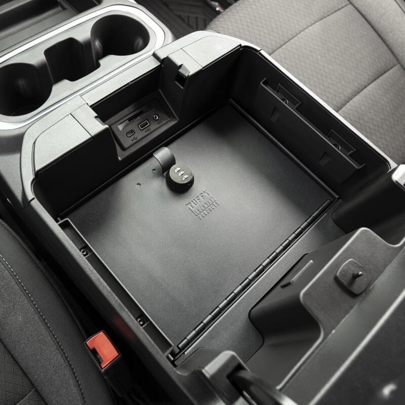 Tuffy Products Console Safe with Combo Lock for Chevrolet Silverado and GMC Sierra Flow-Thru Console (Black) - Part #356-01-A