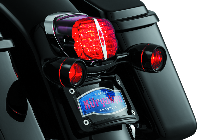 Kuryakyn Deep Dish Turn Signal Bezels with Red Lenses for Harley-Davidson Bullet Signals Part #5482
