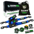 Rhino USA Retractable Ratchet Straps 2-Pack 2 Inch x 10 Feet Blue - Durable and Easy to Use