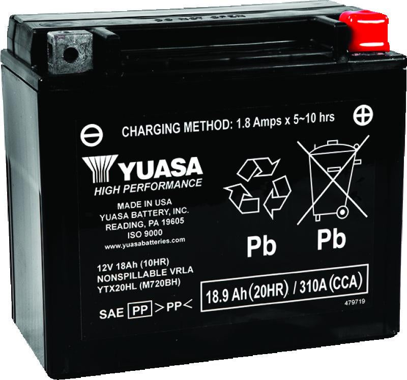 Yuasa YTX20HL Maintenance Free AGM 12-Volt Powersports Battery