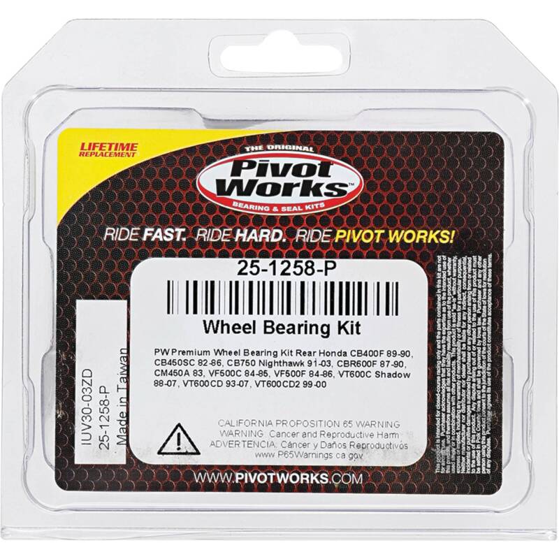 Pivot Works Premium Wheel Bearing Kit for Honda CB450SC Nighthawk and More – Part Number 25-1258-P