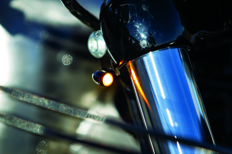Kuryakyn Kellermann Atto Clear Lens Amber Lights in Satin Black – Compact, High-Visibility Motorcycle Lighting