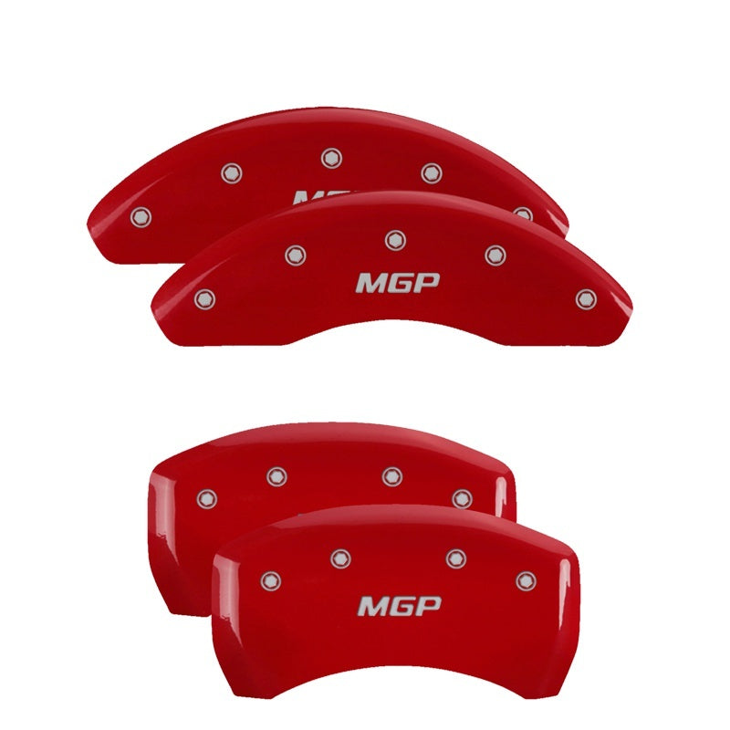 MGP 4 Caliper Covers for 2017-2019 Infiniti QX30 - Red Finish with Silver Engraving