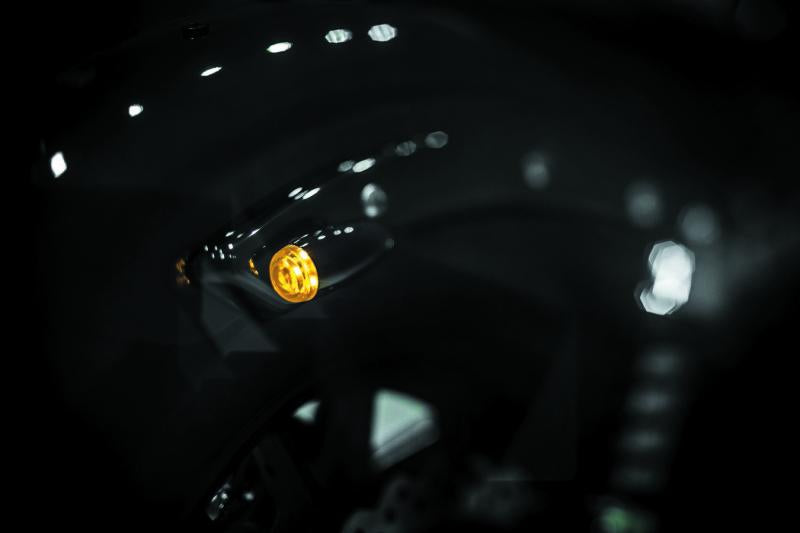 Kuryakyn Super Bright LED Mini Bullet Lights Amber Gloss Black – Universal Marker and Auxiliary Turn Signal Lights