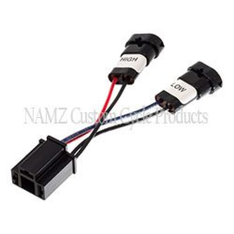 NAMZ 14-23 Road King Headlight Adapter Pigtail with H9 & H11 to H4 Connector for Harley Davidson