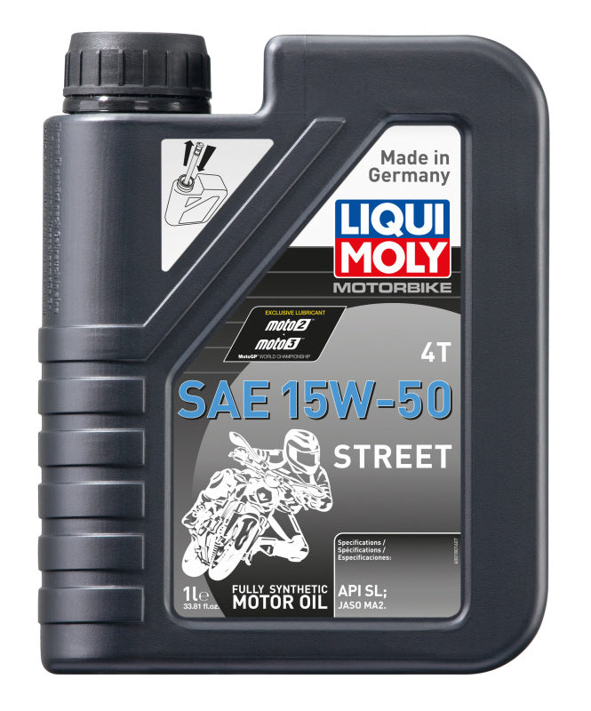 LIQUI MOLY 1L Motorbike 4T SAE 15W50 Street - High-Performance Synthetic Engine Oil for Powersports Vehicles