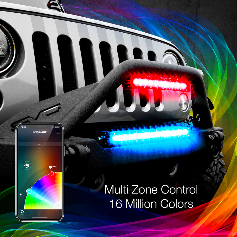 XKGLOW XK-BAR-14 RGBW LED Light Bar – 14-inch High Power Offroad, Work, and Hunting Light with Bluetooth Control