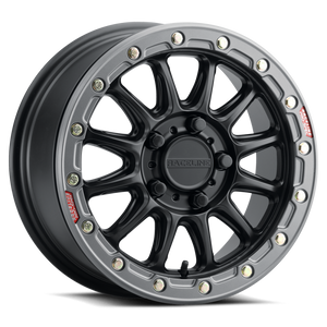 Raceline A14 Alpha 15x10 Inch Beadlock Wheel with Black Finish and Gunmetal Ring, 5x114.3 Bolt Pattern, +25mm Offset
