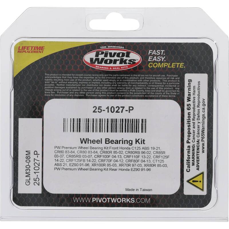 Pivot Works Premium Wheel Bearing Kit for Honda CR80R, XR100R, XR80R 1985-1988