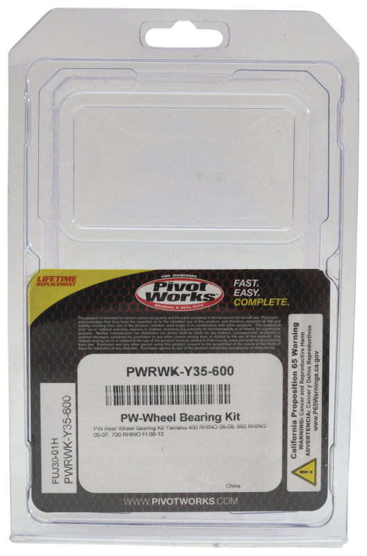 Pivot Works Rear Wheel Bearing Kit for Yamaha 450 Rhino 2006-2009 – OEM Replacement with Seals and Double Sealed Bearings