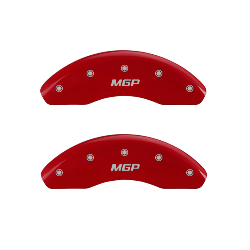 MGP 4-Caliper Covers for 2016-2017 Fiat 500X with Red Powder Coat Finish and Engraved Silver Characters