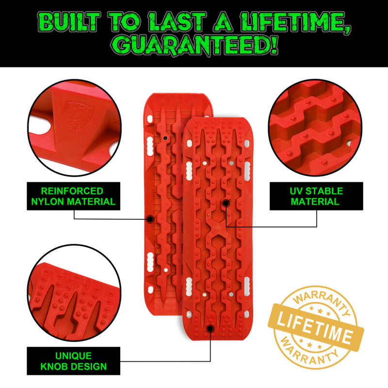 Rhino USA Recovery Traction Boards - Red Pair for Off-Road Recovery and Traction Enhancement