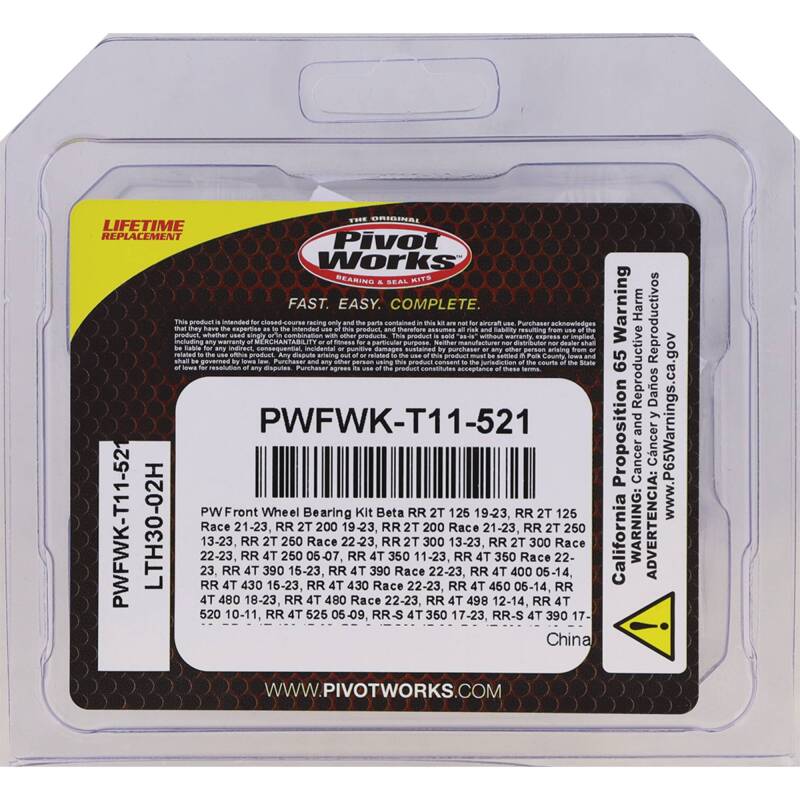 Pivot Works Front Wheel Bearing Kit for 2019-2023 Beta RR 2T - Part PWFWK-T11-521