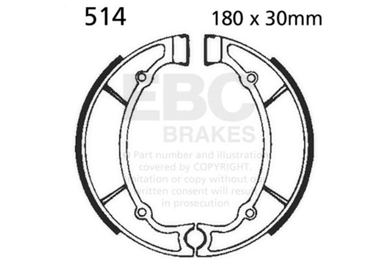 EBC Powersports Rear Brake Shoe for Yamaha XS650 and TX650 Models - Part 514