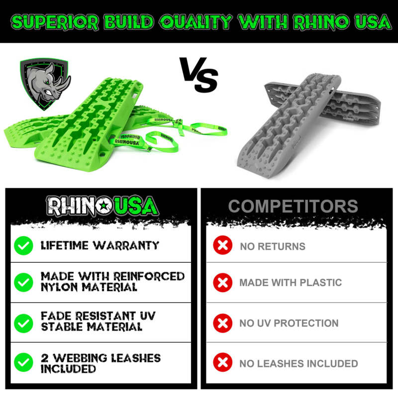 Rhino USA Recovery Traction Boards - Orange Pair, Heavy-Duty Off-Road Recovery Gear