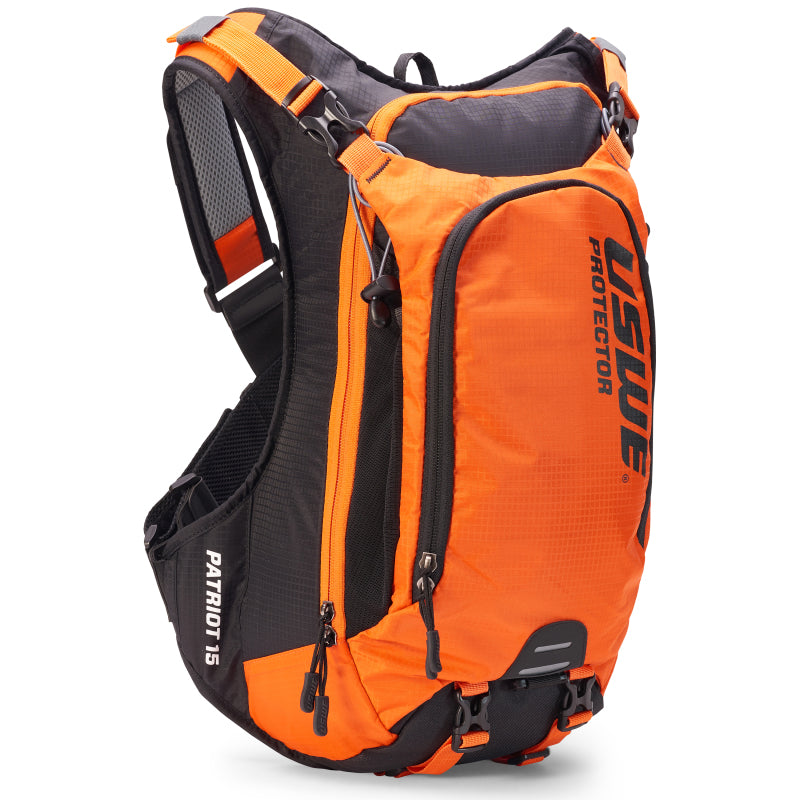 USWE Patriot MTB Protector Pack 15L - Orange/Black with Removable Back Protector