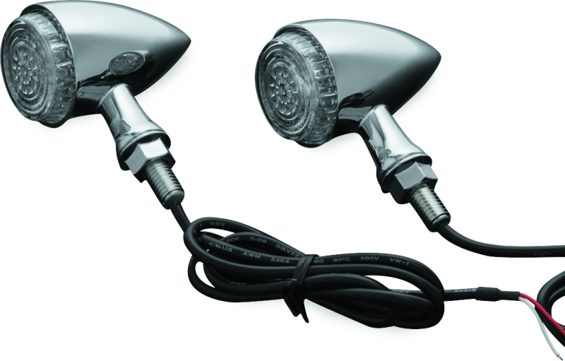 Kuryakyn Torpedo Indicator LED Amber/Red Lights – Rear Run, Turn, Brake Lights with Chrome Finish